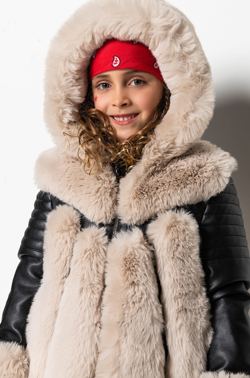 GOT IT FROM MY MAMA FAUX FUR PANEL COAT