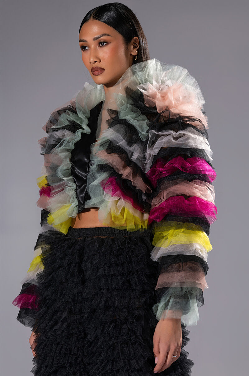 STATEMENT LAYERED RUFFLE BLOUSE