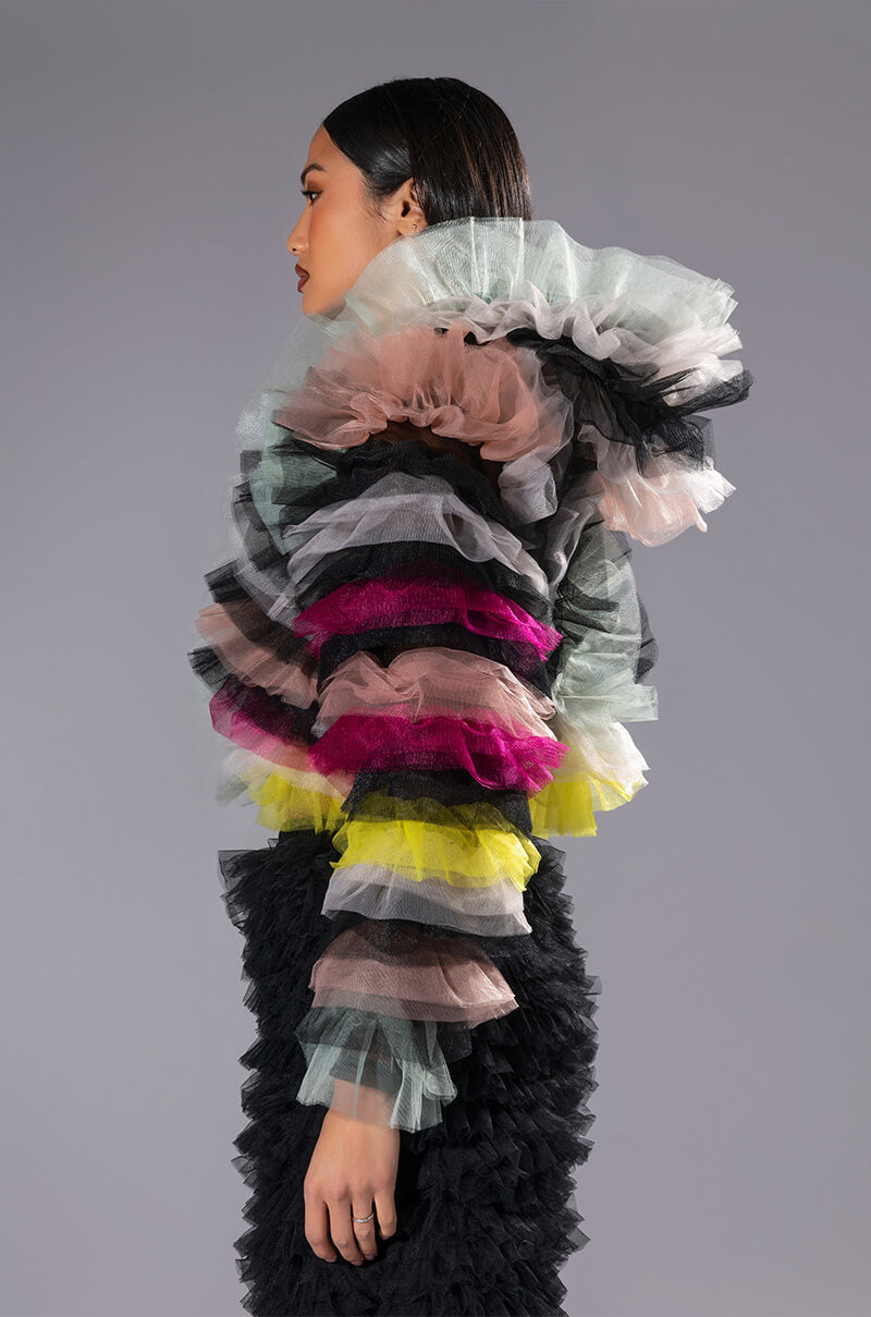 STATEMENT LAYERED RUFFLE BLOUSE