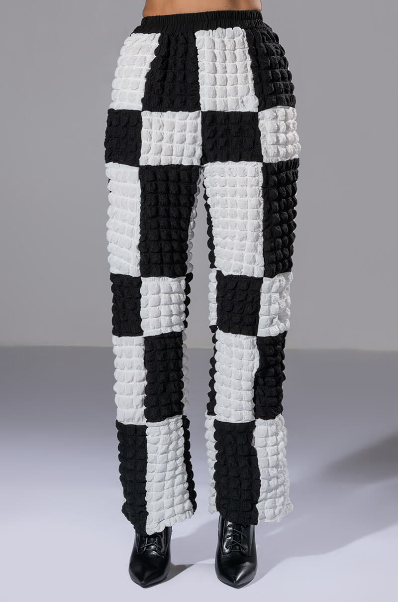 HAPPY SOUL WIDE LEG TEXTURED PANT