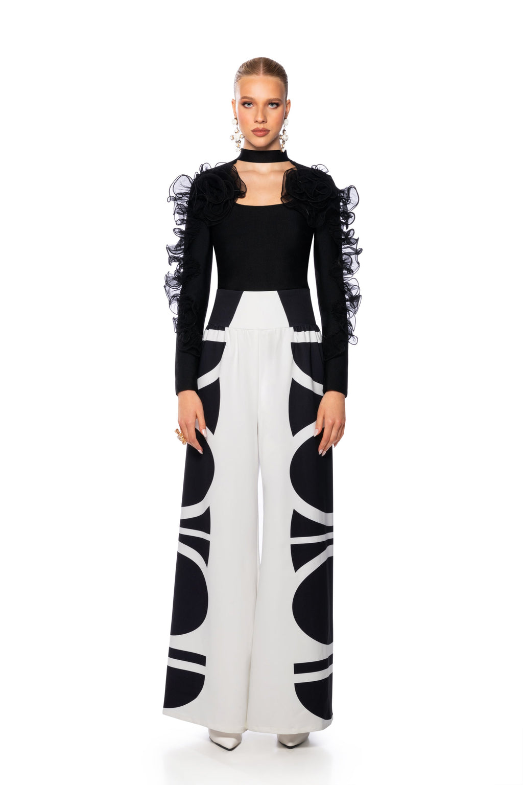 HARLOW RUFFLED SLEEVE BANDAGE TOP