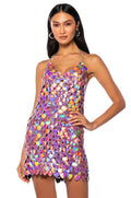 HEART EYES V NECK COIN MINI DRESS