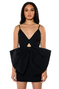 HEART OF GOLD BOW DETAIL SLEEVELESS MINI DRESS