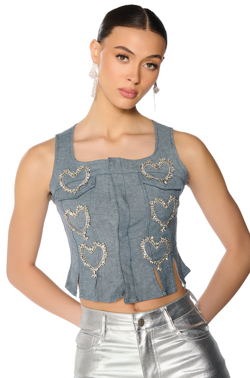 HEART ON DENIM VEST