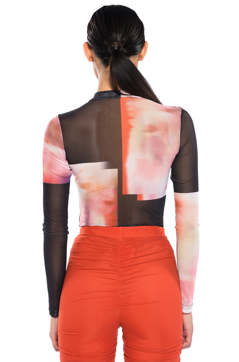 HEAT OF THE MOMENT MESH PRINT BODYSUIT