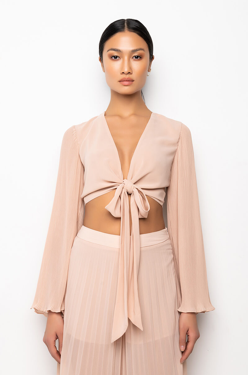 HEAVENS GATE TIE FRONT BUTTERFLY SLEEVE CHIFFON BLOUSE
