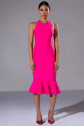 HEIRESS SLEEVELESS PEPLUM DRESS IN PINK