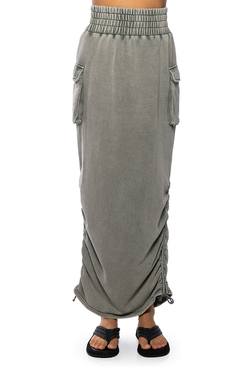 HURRICANE POCKET DETAIL MIDI SKIRT