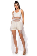 HERE FOR THE DRAMA TULLE HIGH LOW TANK TOP