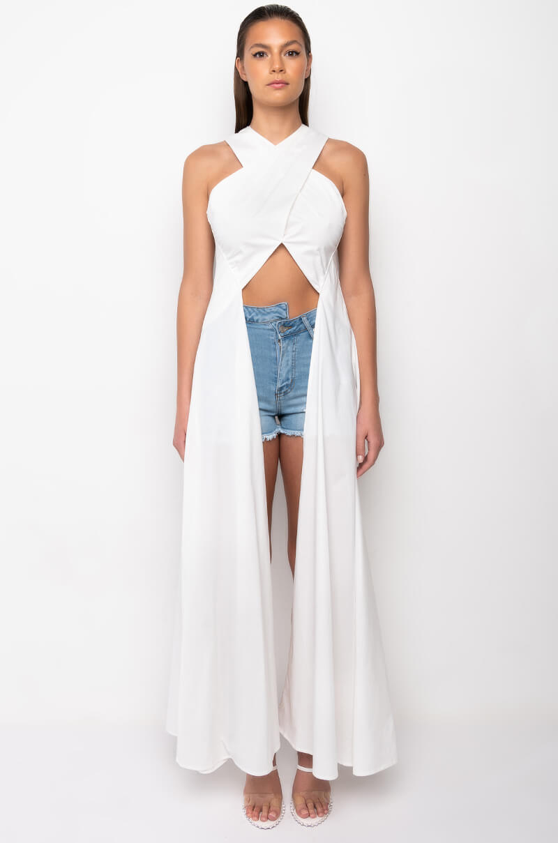 HEROINE HIGH LOW SLEEVELESS POPLIN BLOUSE