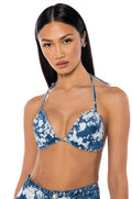 HEY NOW ACID WASH DENIM BIKINI TOP