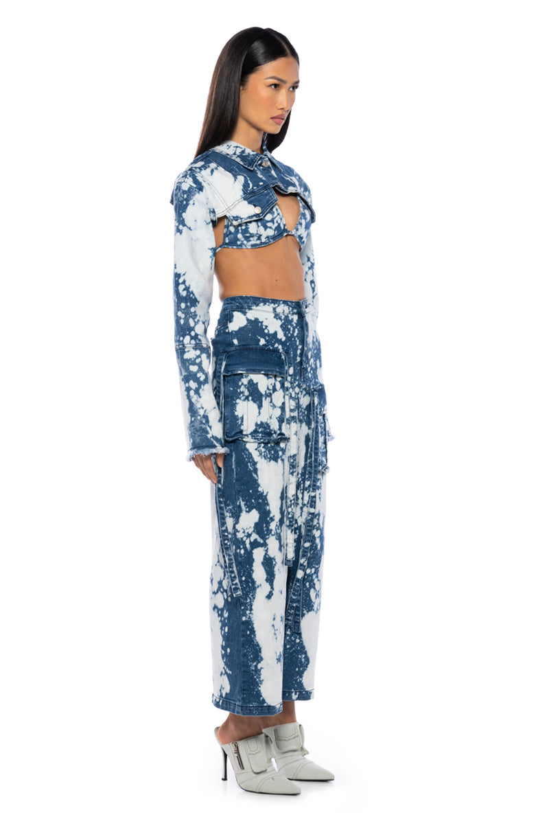 HEY NOW ACID WASH DENIM BIKINI TOP