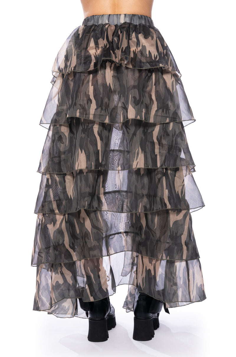 HIDDEN MOVES TIERED HIGH LOW SKIRT