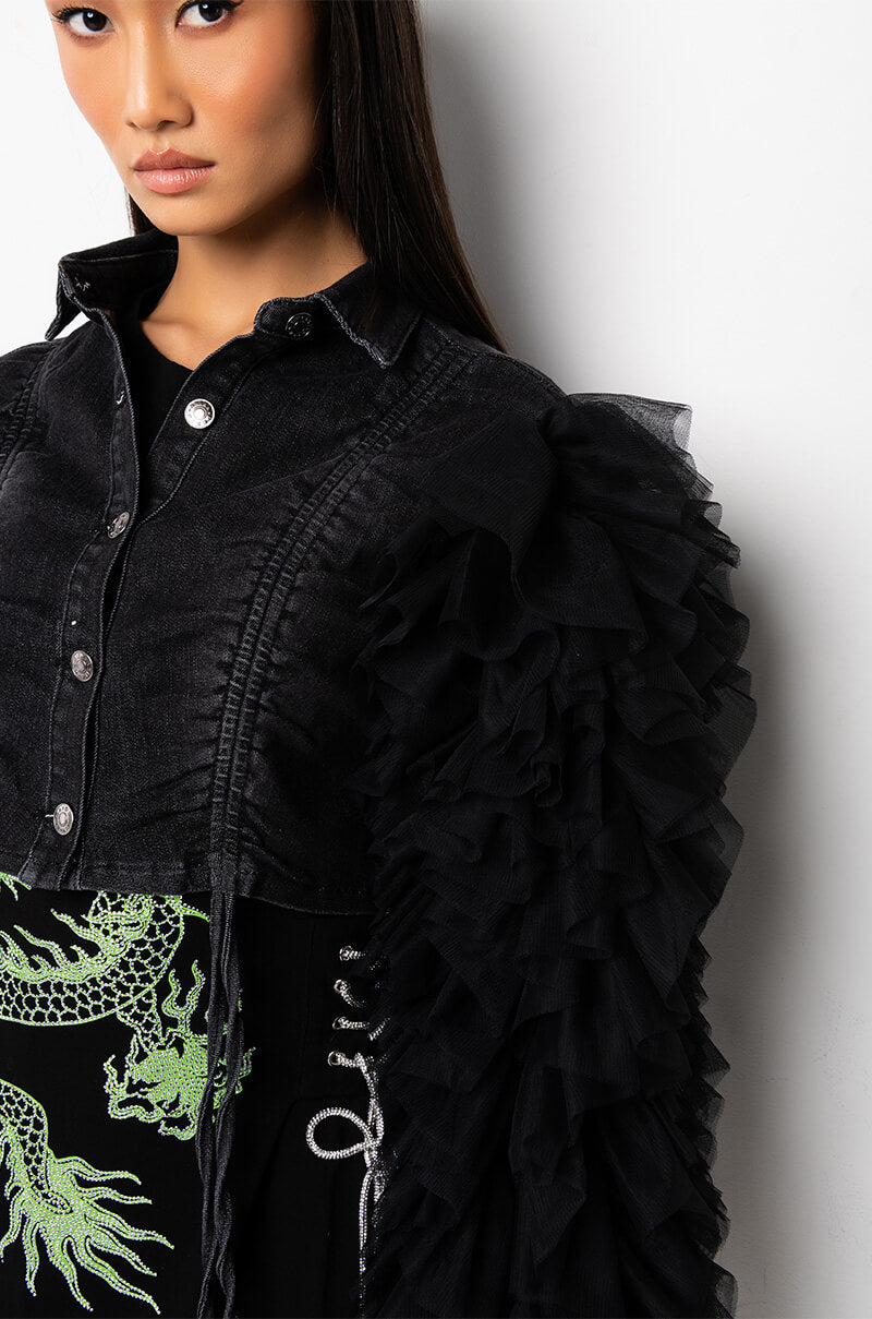HIGHWAY TO HELL RUFFLE ARM JACKET