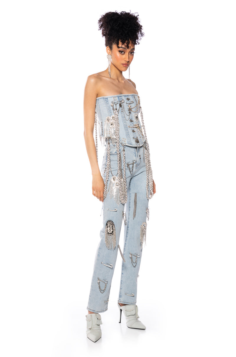 HOUDINI EMBELLISHED WIDE LEG JEAN