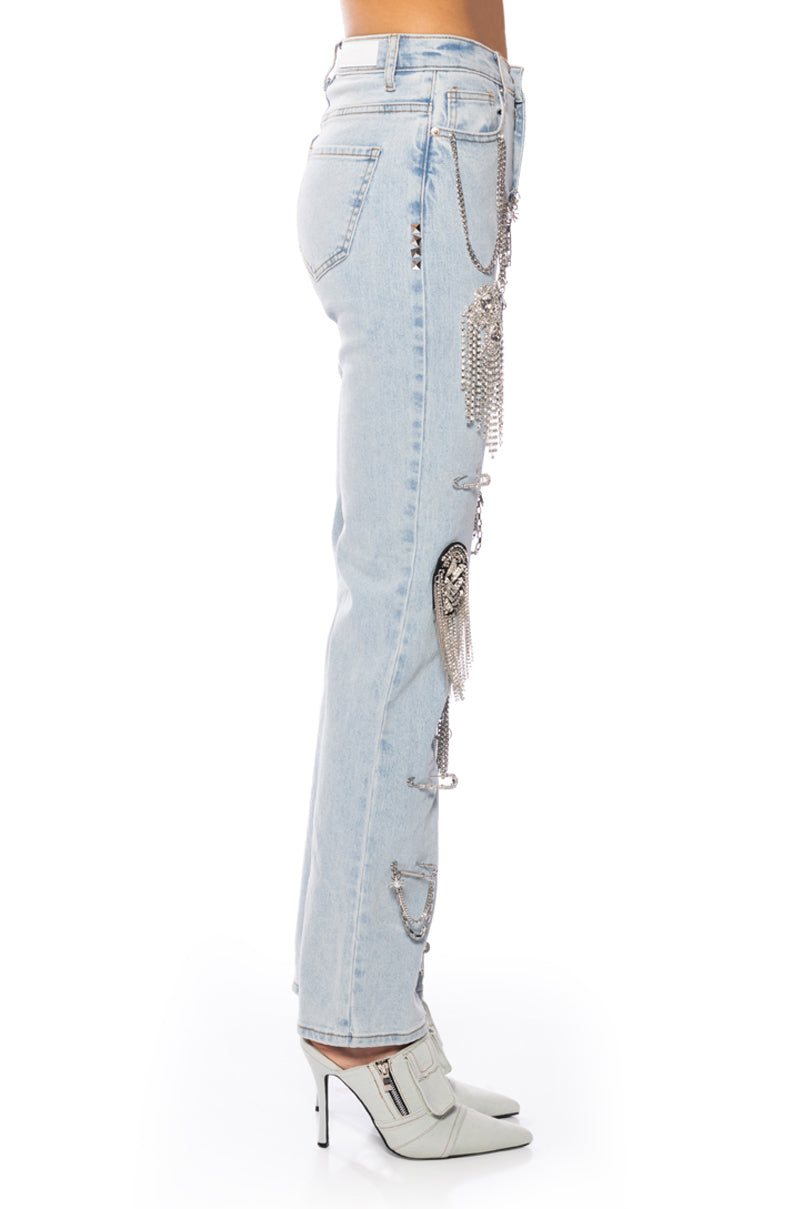 HOUDINI EMBELLISHED WIDE LEG JEAN