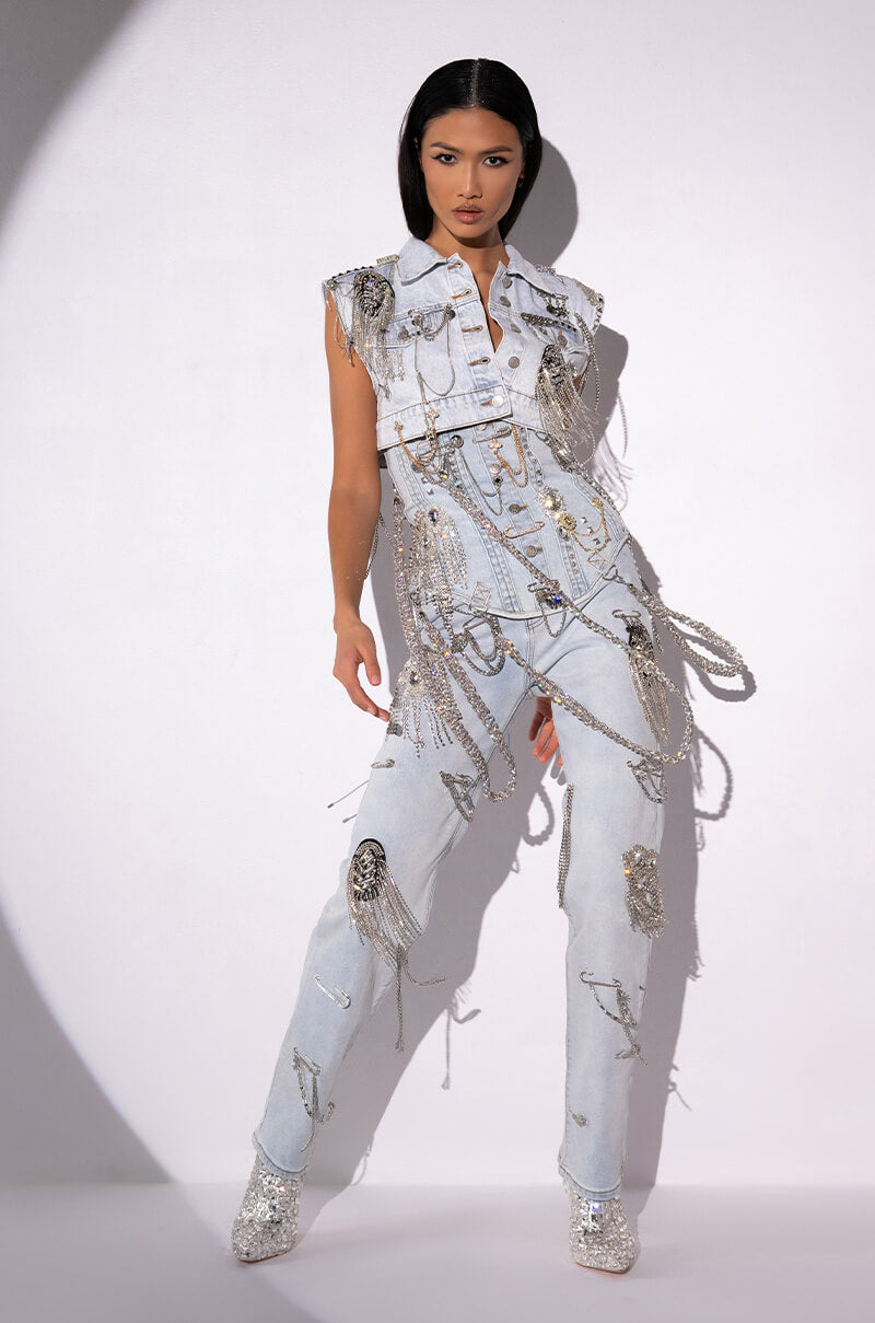 HOUDINI EMBELLISHED WIDE LEG JEAN