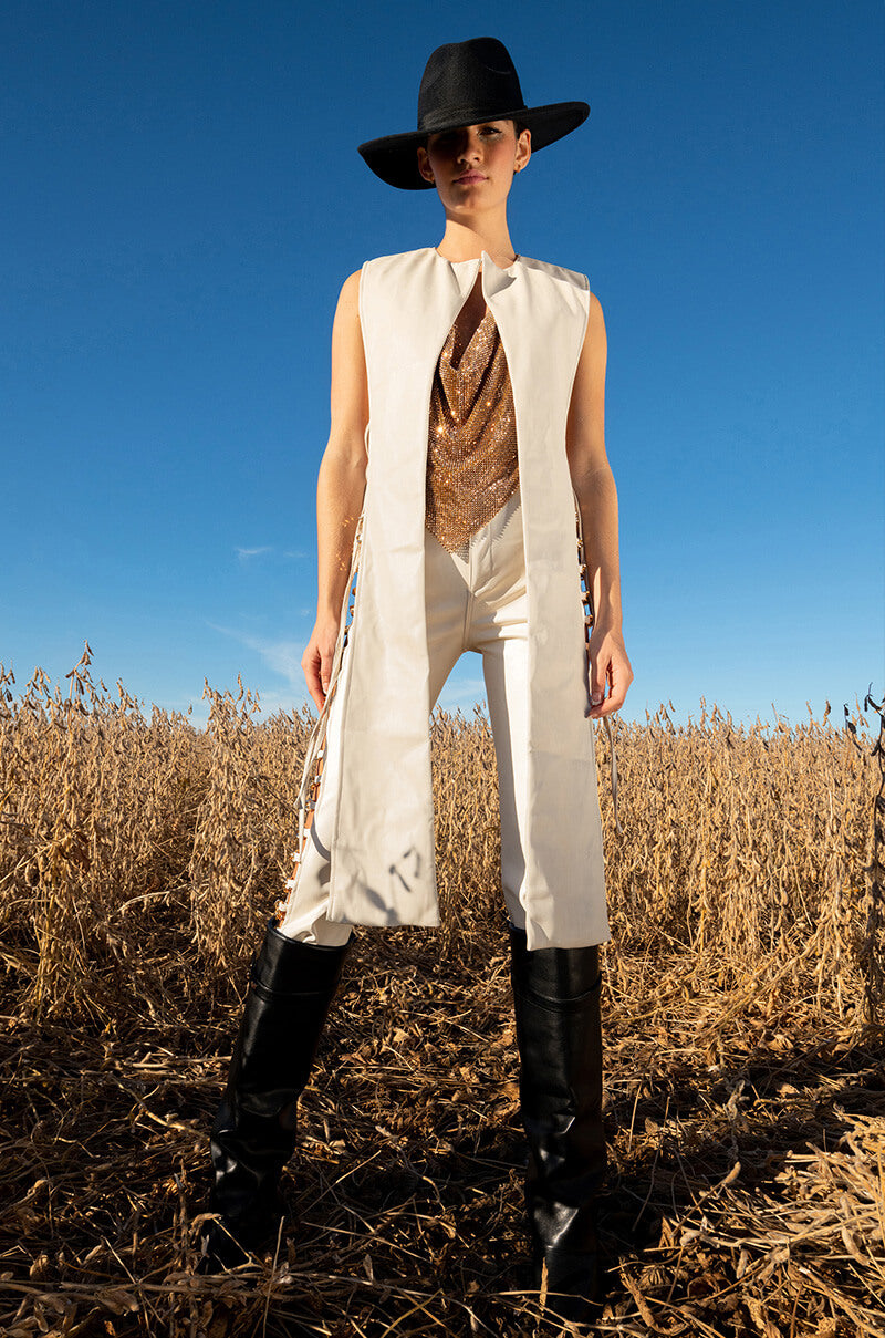 HOW I DO COWL NECK RHINESTONE TOP