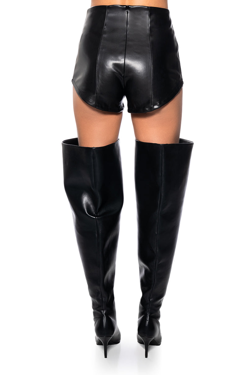 HOWL AT THE WIND FAUX LEATHER STUDDED SHORTS