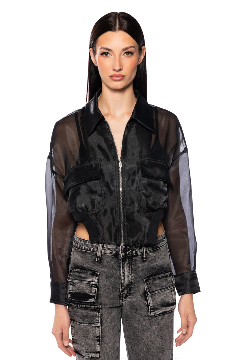 HYDE MESH BOMBR JACKET IN BLACK
