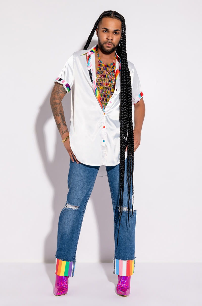 I AM ME TIGER SLIGHTLY DISTRESSED DENIM