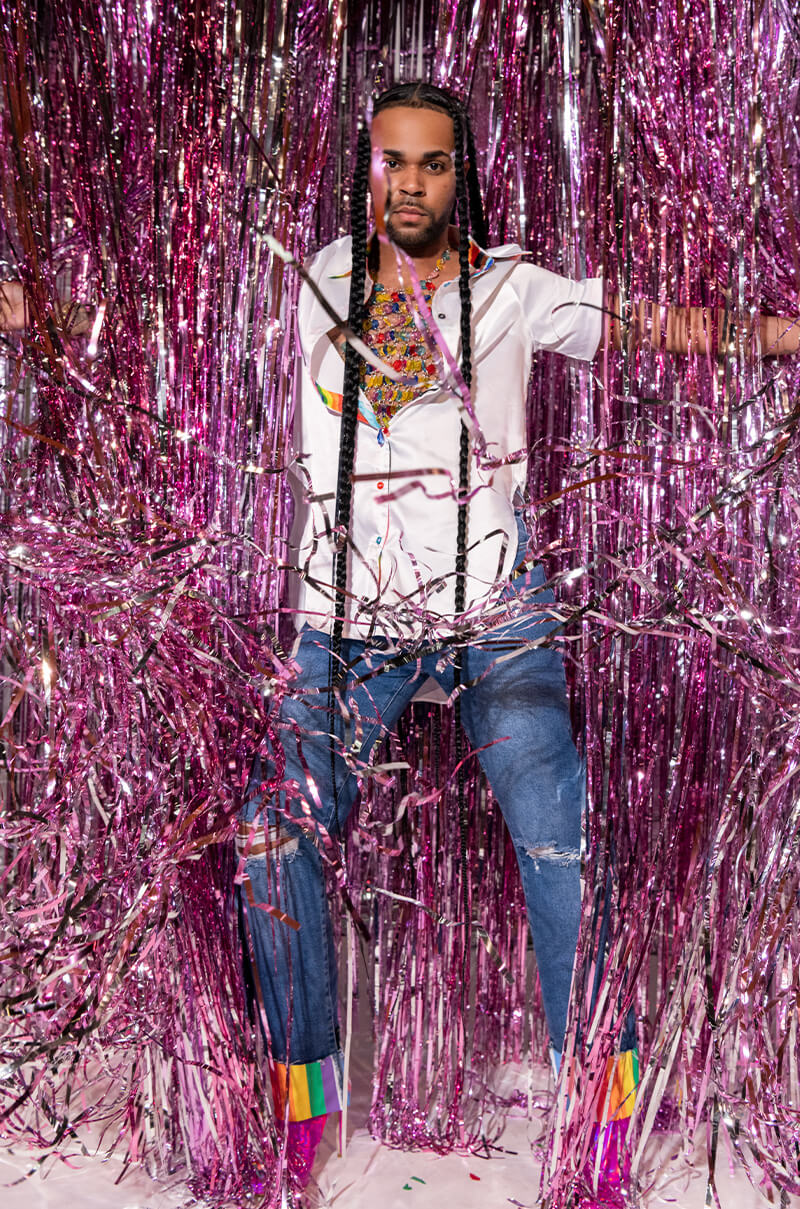 I AM ME TIGER SLIGHTLY DISTRESSED DENIM