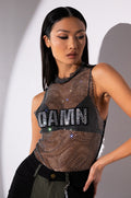 I BE DAMNED RHINESTONE TANK