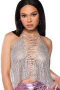 ICE QUEEN RHINESTONE HALTER TOP