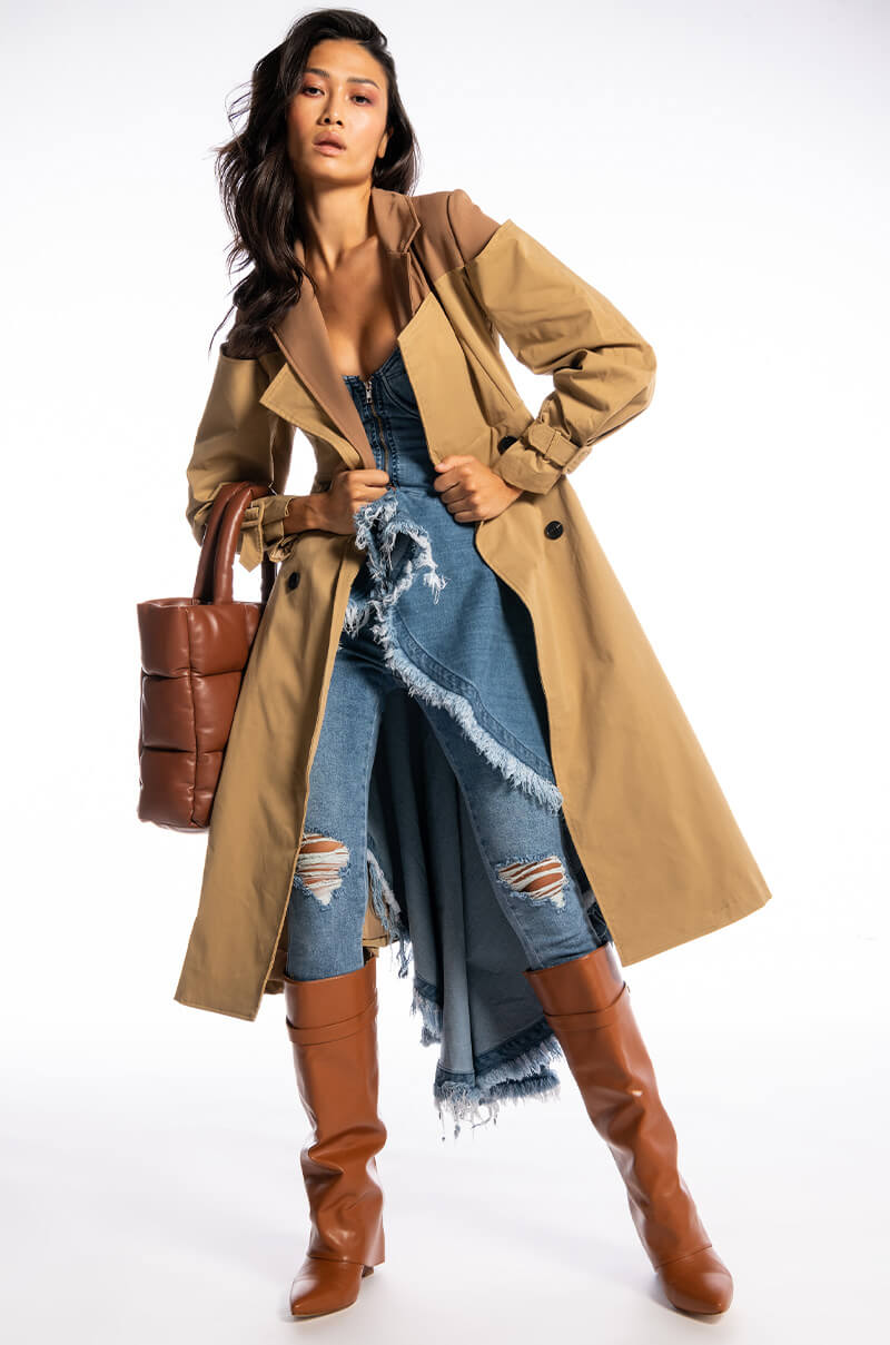 ILLUME OFF SHOULDER CLASS TRENCH BODY