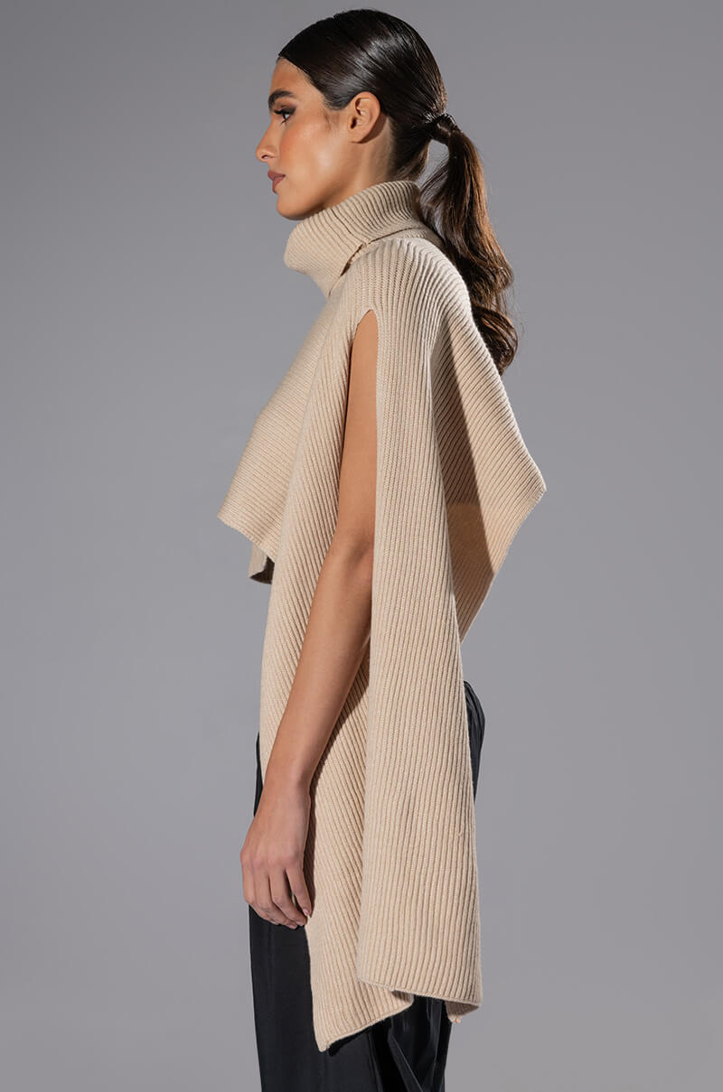 CHELSEA ASYMMETRICAL TURTLENECK SWEATER