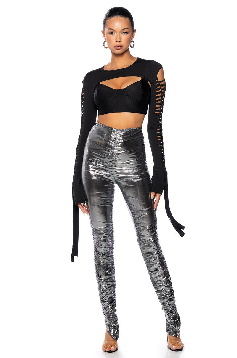 IN THE COSMOS METALLIC RUCHED LEGGING