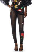 INKED SEQUIN APPLIQUE MESH LEGGING