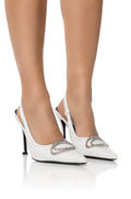 INTERLOCKING WHITE SLING BACK STILETTO