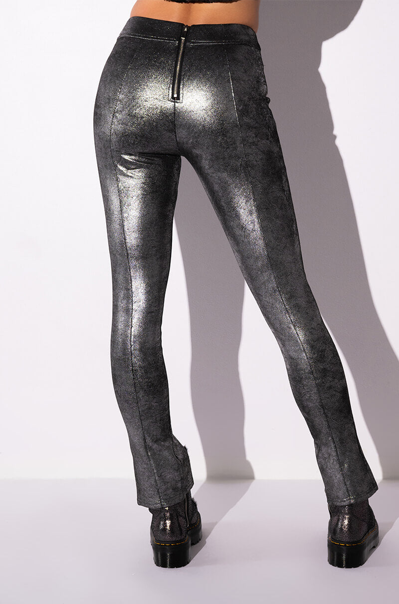 INTO THE NIGHT METALLIC SPLIT HEM PANT