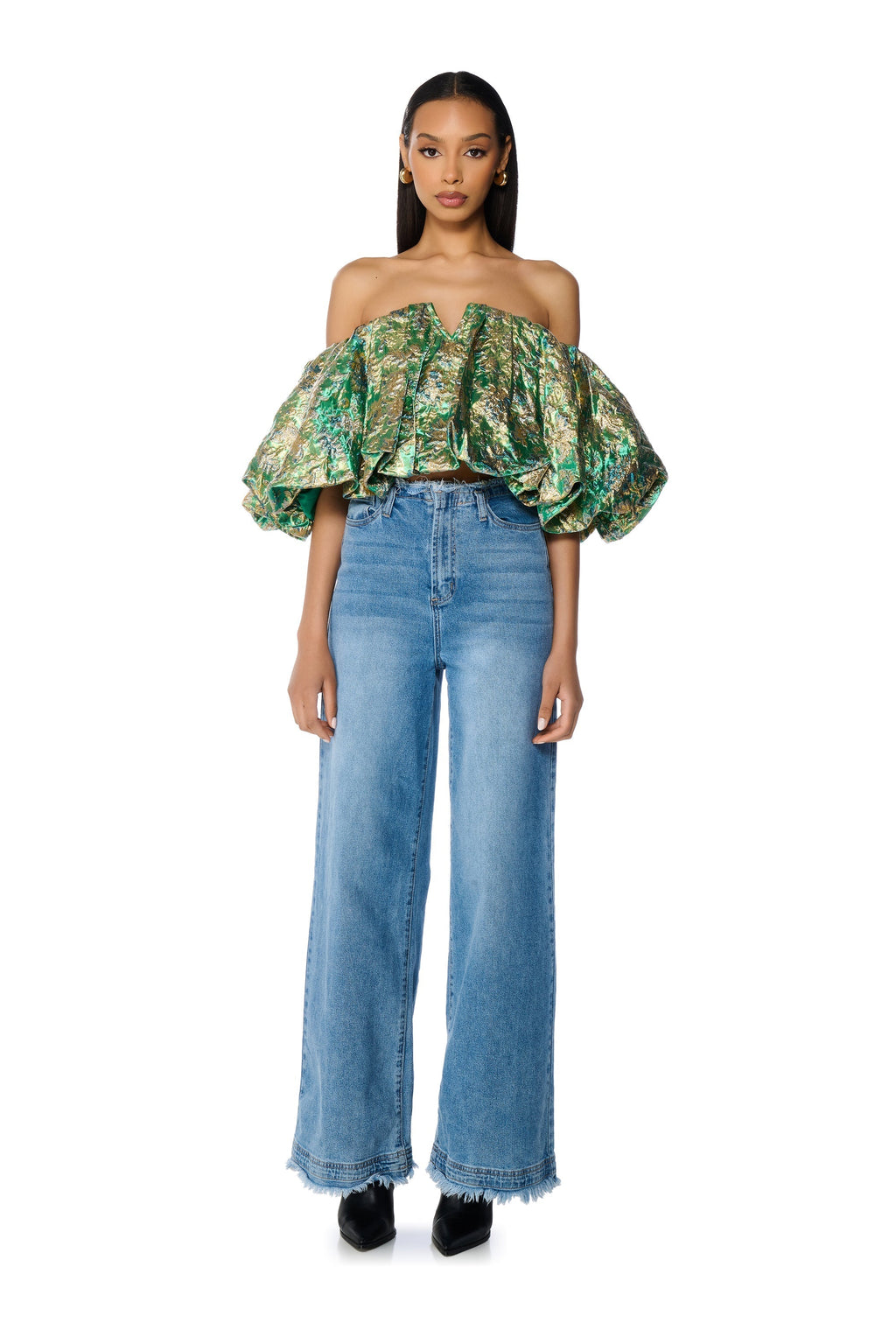 IRIS OFF THE SHOULDER BROCADE BLOUSE