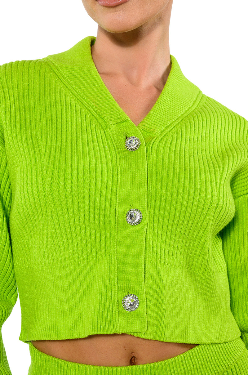 IRREPLACEABLE RHINESTONE BUTTON CARDIGAN