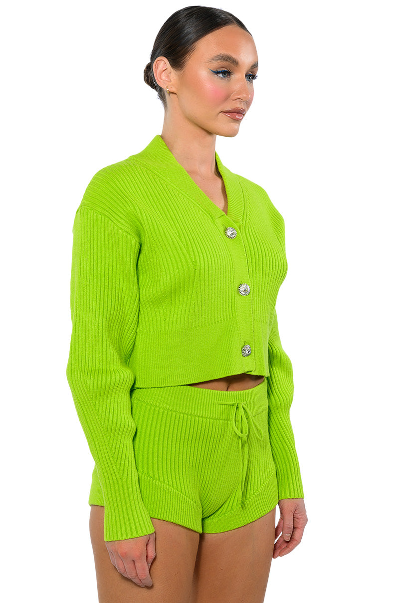 IRREPLACEABLE RHINESTONE BUTTON CARDIGAN