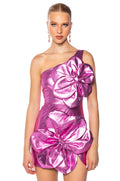 IT GIRL FLORAL DETAIL ONE SHOULDER MINI DRESS