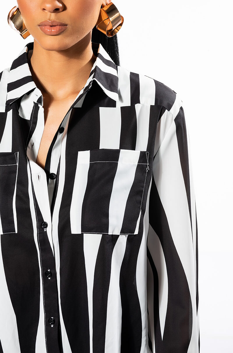 EXOTICA SATIN BUTTON DOWN BLOUSE
