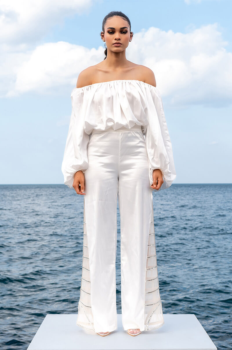 RAYLA OFF THE SHOULDER CROPPED BLOUSE