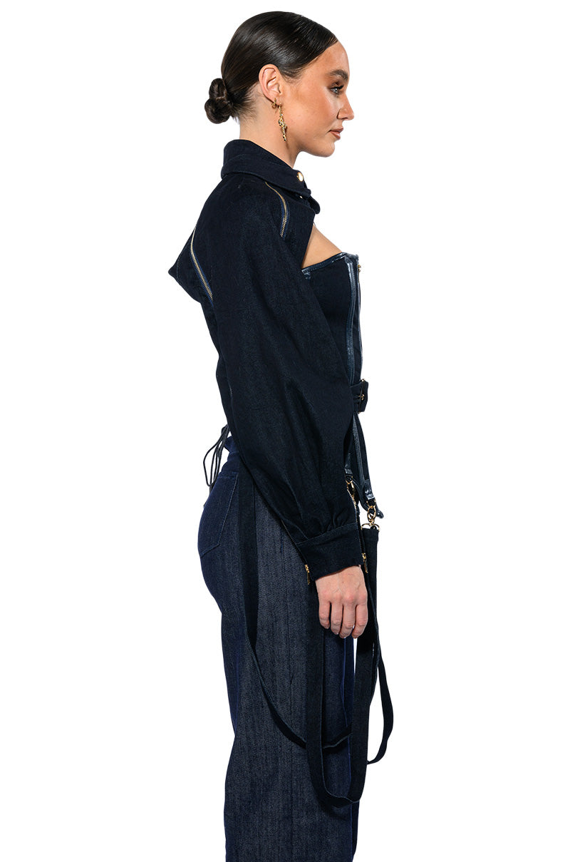 IT'S THE DETAILS FOR ME DENIM CORSET AND CROPPED JACKET