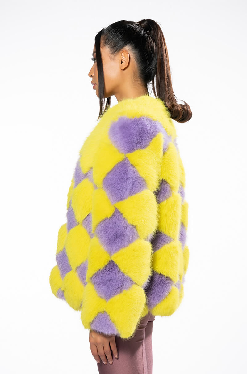 JAYLEY BRAND FAUX FUR JESTER JACKET