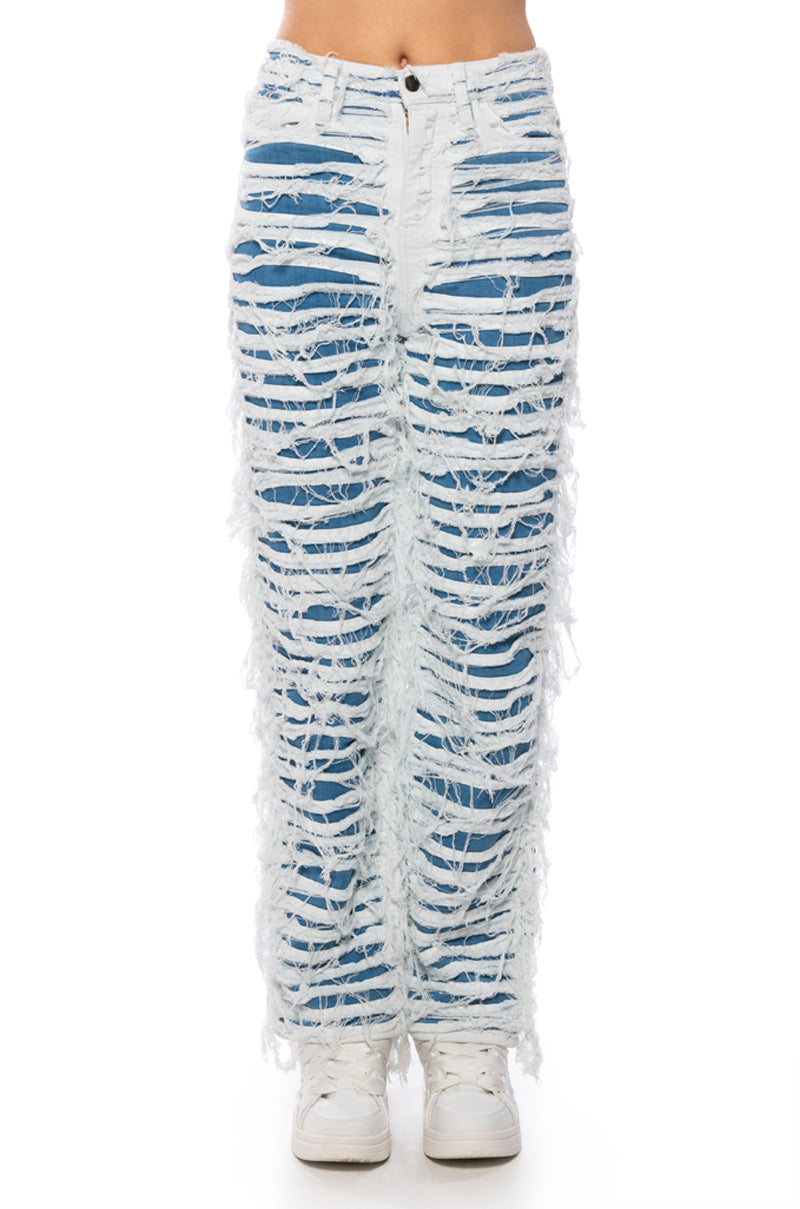 JENNA SHREDDED STRAIGHT LEG JEANS