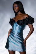JEWEL WOVEN SPARKLE CORSET MINI DRESS
