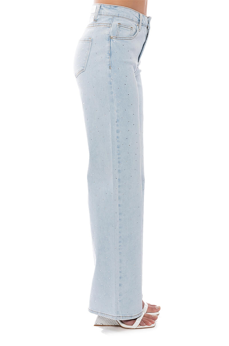 JILLIAN EMBELLISHED WIDE LEG JEANS