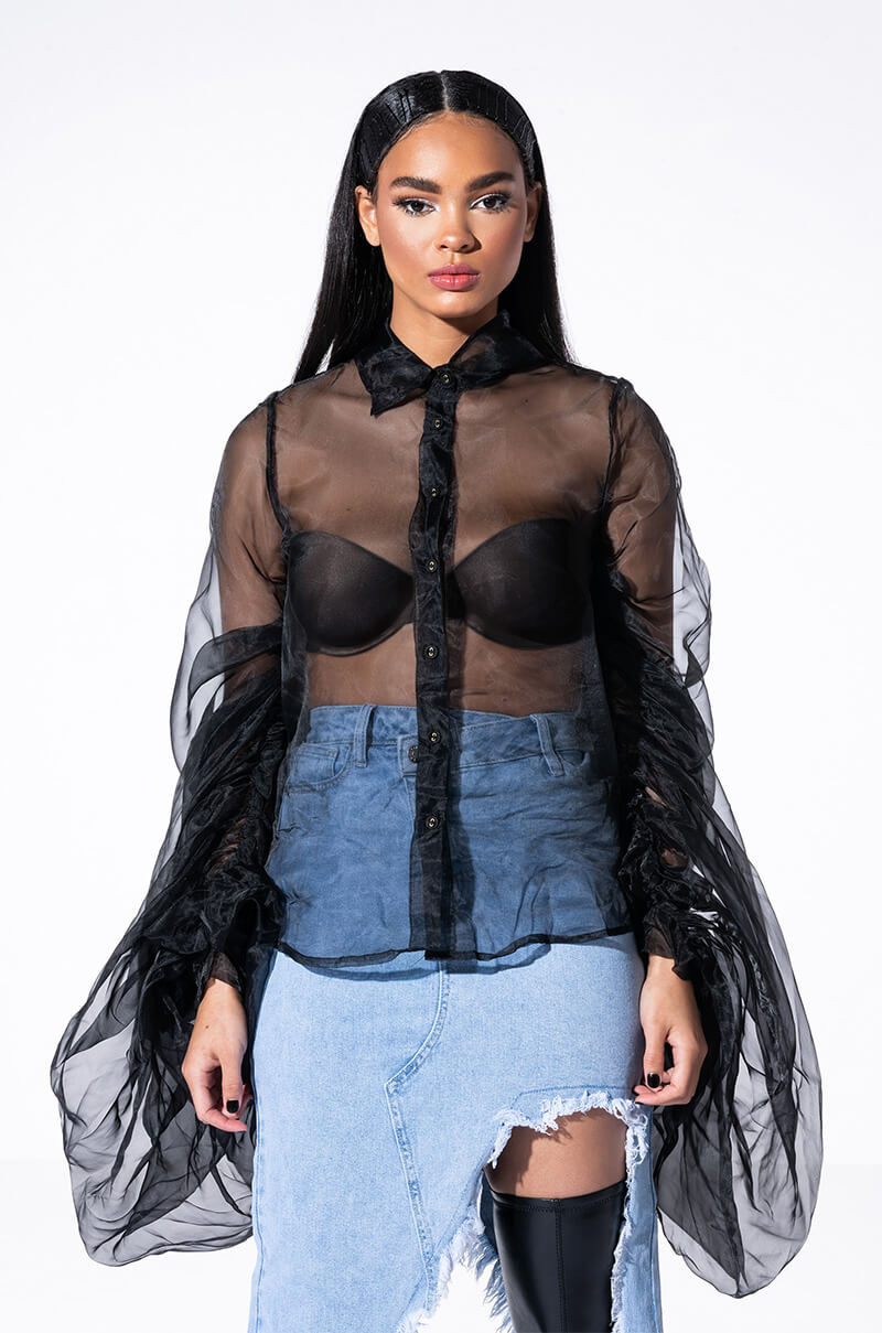 JOYEUX ANNIVERSAIRE SUPER VOLUMINOUS SLEEVE BLOUSE