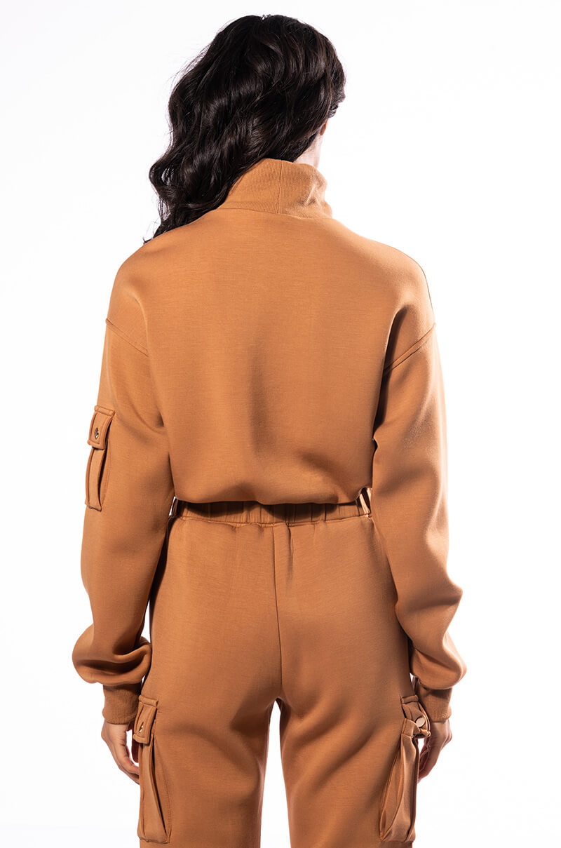 JUST A LOVER SCUBA MOCK NECK SWEATSHIRT