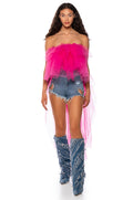 KADEN STRAPLESS HIGH LOW TULLE TOP IN PINK