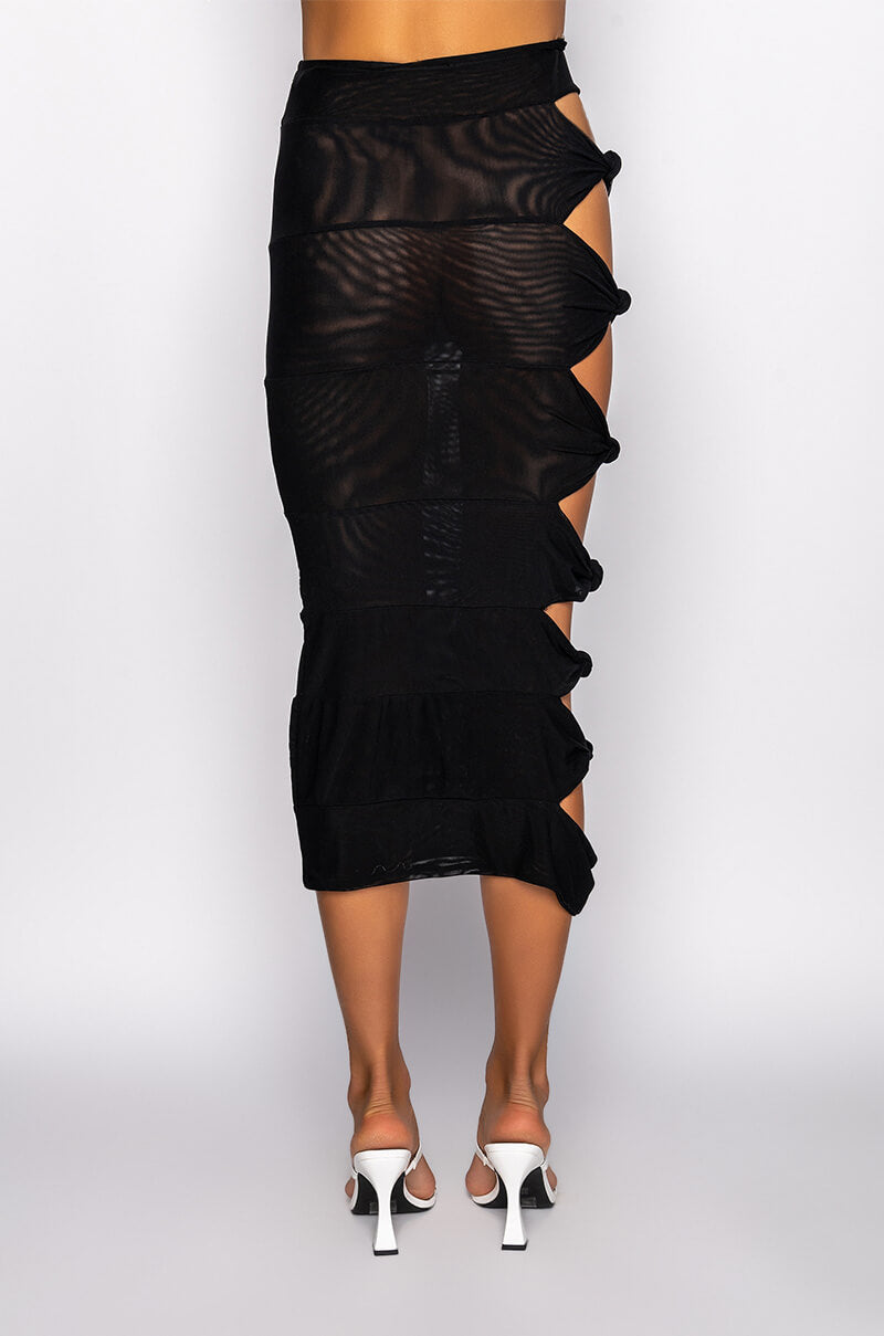 KAILUA KNOTTED MESH CUTOUT MIDI SKIRT