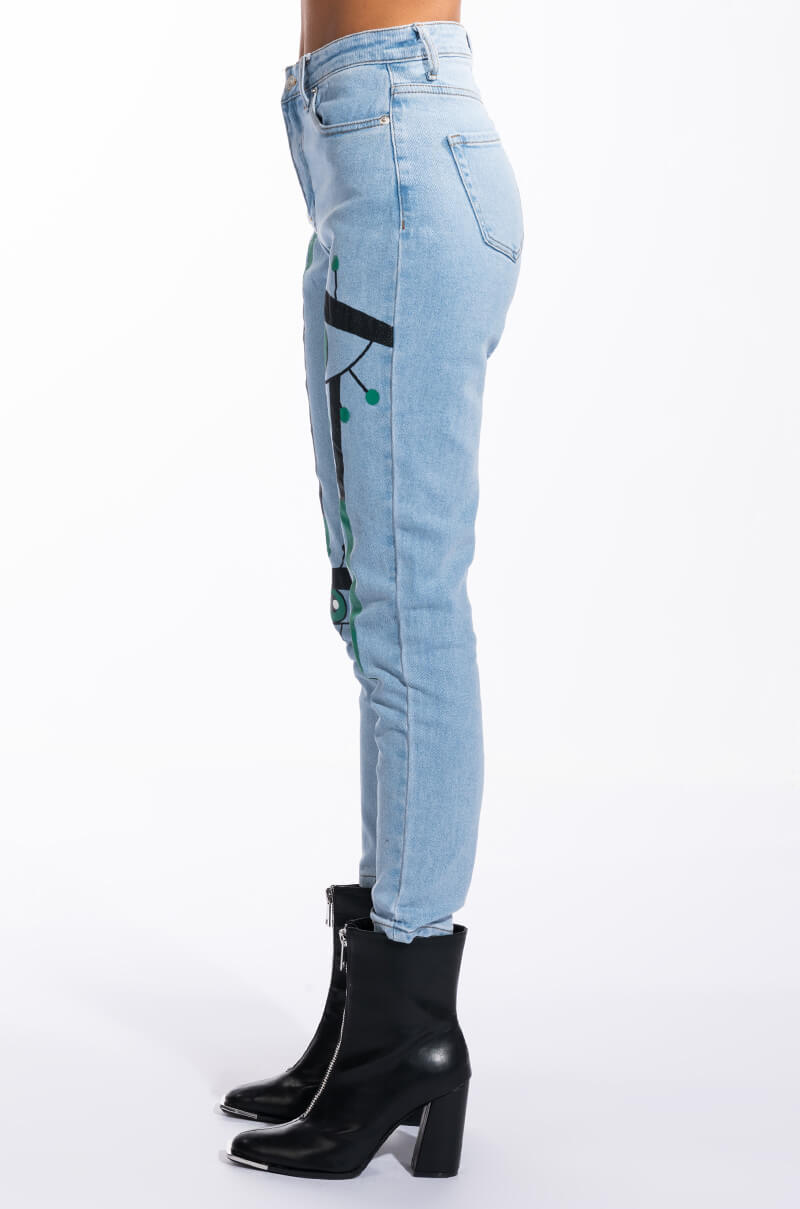 KEEP AN EYE ON ME PAINTED HIGH WAISTED SKINNY JEAN
